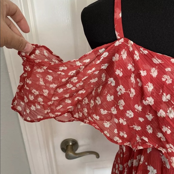 NWT- All Saints Savine Scatter Red Open Shoulder - Picture 6 of 11